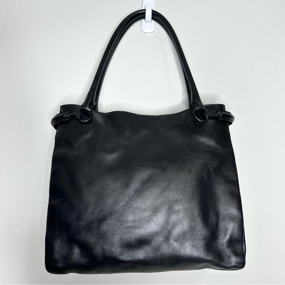 GUCCI Black Leather Horsebit Handbag Tote Satchel Double Handle Y2K Tom Ford - Picture 1 of 13